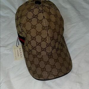 Gucci Tan Monogram Hat with Brown Accents